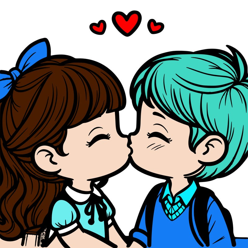 boy and girl kissing