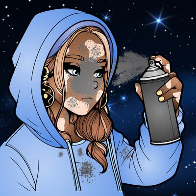 a realistic girl, spray painting