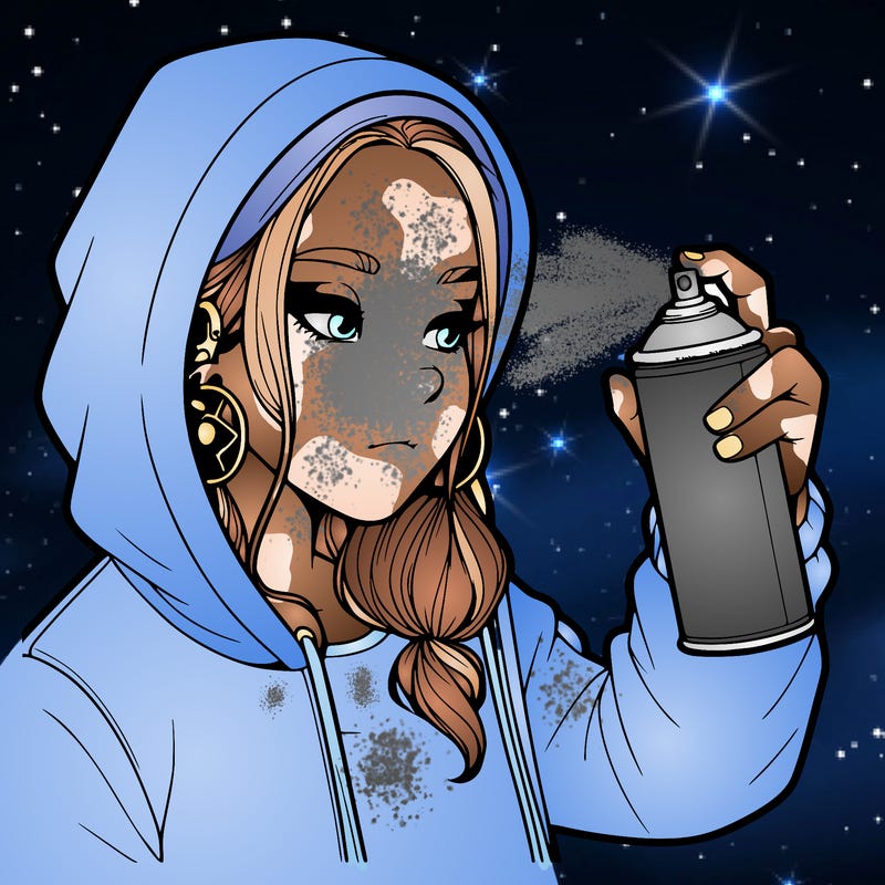 a realistic girl, spray painting