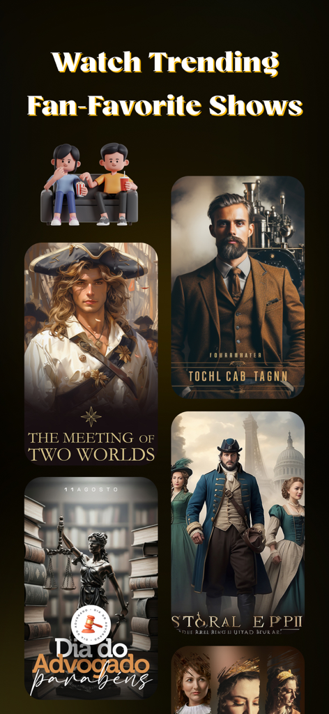 MovieBox Pro : Movie & TV Show - MovieBox Proアプリの画面。トレンドのテレビ番組やファンのお気に入りのテレビ番組が特集されています。