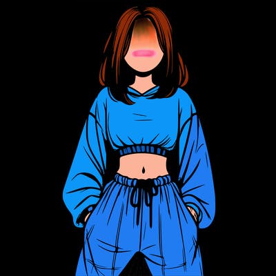 realistic girl faceless with baggy pants and a crop top
