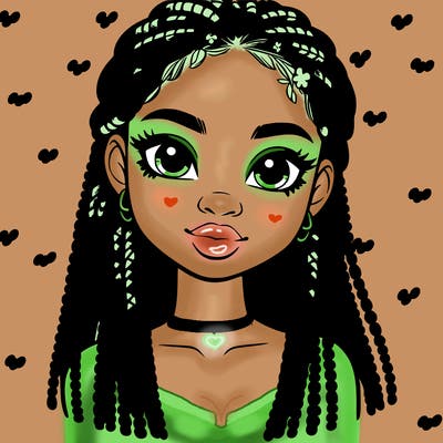 a realistic black girl with braids