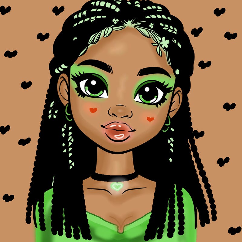 a realistic black girl with braids