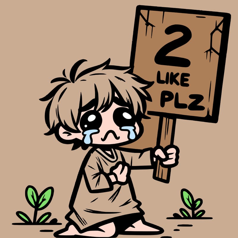 small poor toddler crying with sign that says 2 like plz