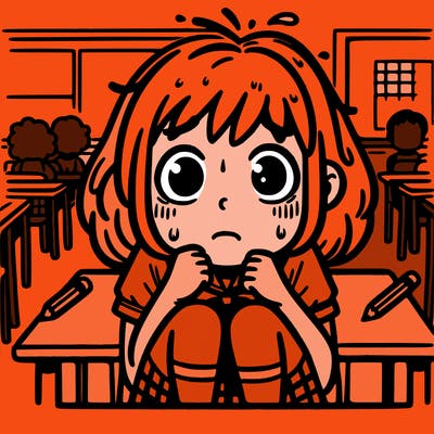 anxious girl in school