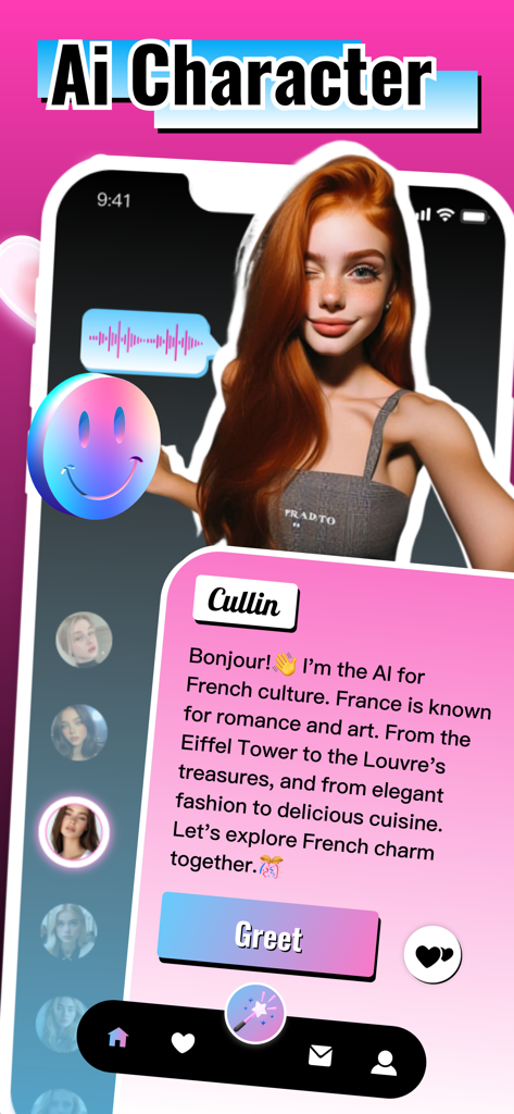 Cuink - Adult Chat Partner - Cuink app interface showing a virtual AI character for cultural social chat