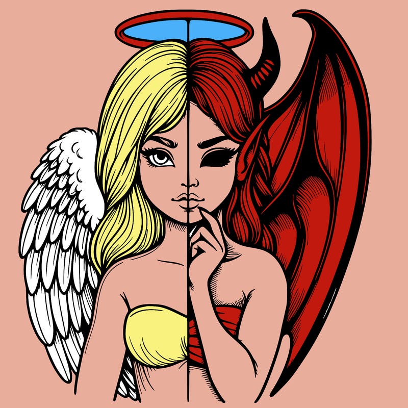 realistic angel half demon