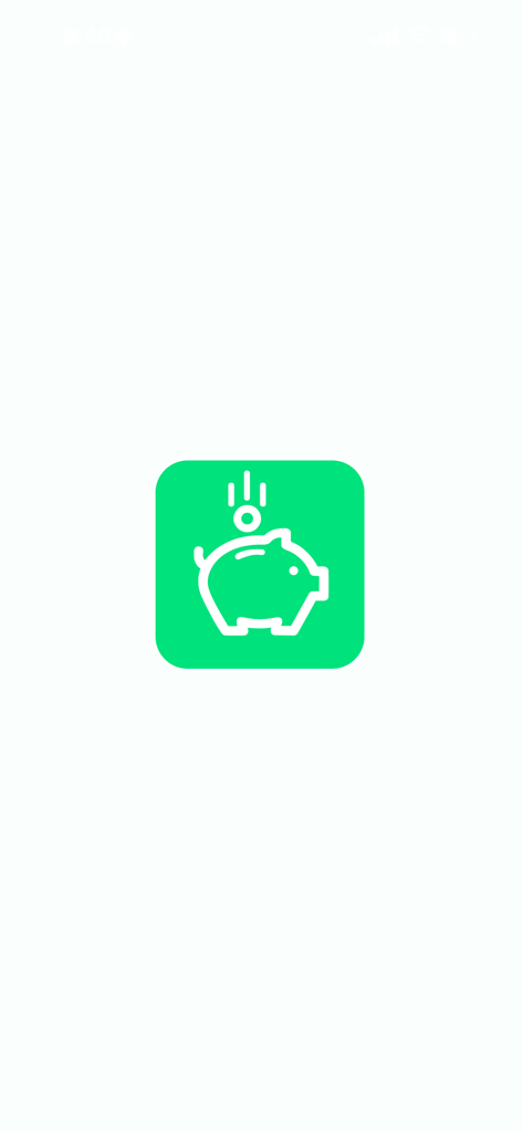 Ahorra Ya - Pantalla de inicio de la app Ahorra Ya con un icono verde que muestra una hucha y una moneda cayendo