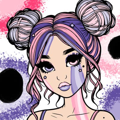 realistic girl with space buns