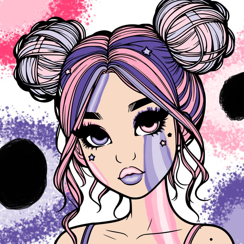 realistic girl with space buns