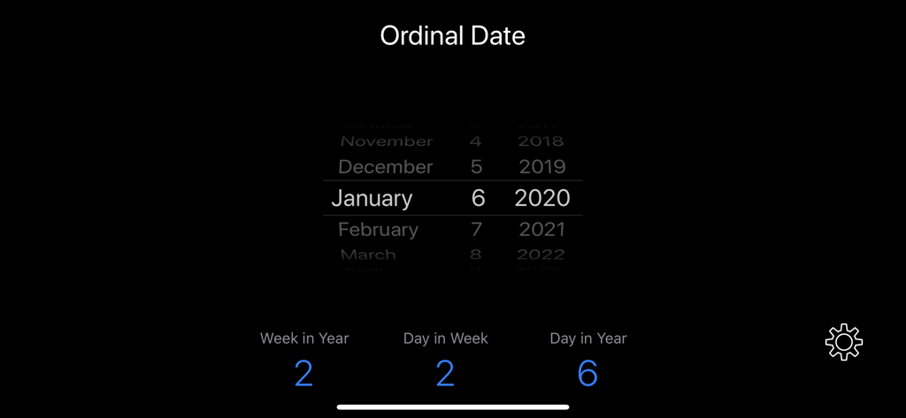 Interface of the ordinal date converter feature in the Rul3r app