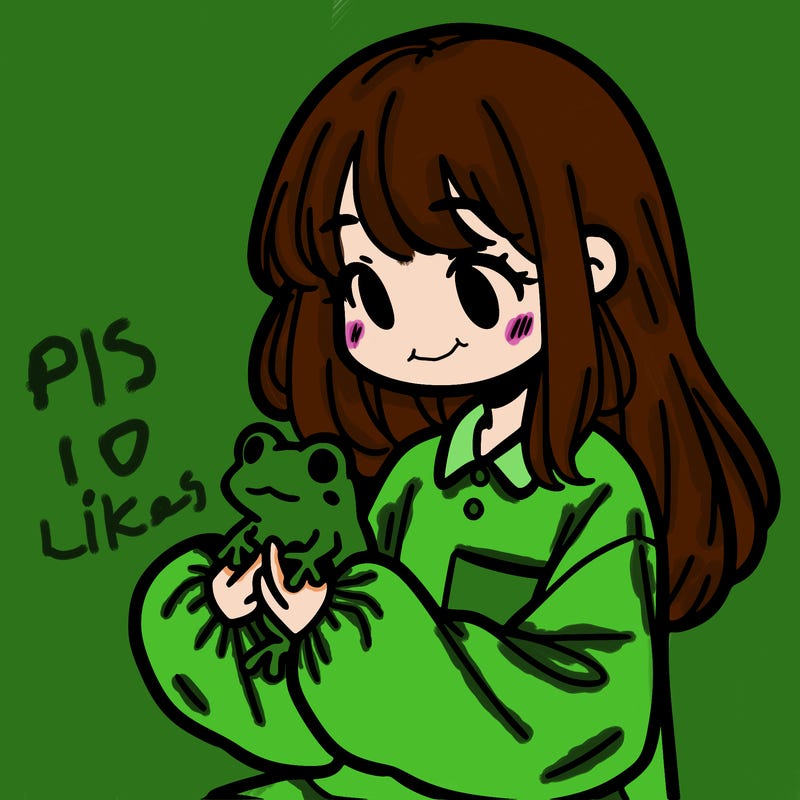 girl with long hair and a oversized shirt. and she is holding a frog