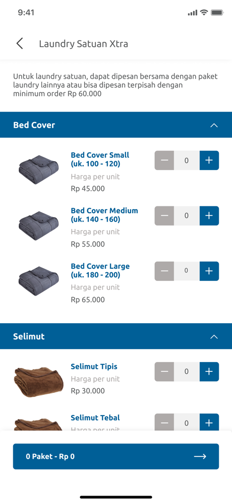 JDM Cleaning - JDM Cleaning app laundry service selection for bed covers and blankets