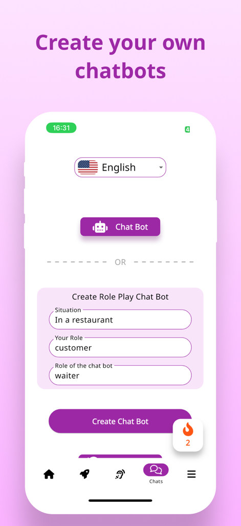 Talk: Korean,Japanese Learning - Interfaz para crear chatbots de juego de roles de IA personalizados para el aprendizaje de idiomas