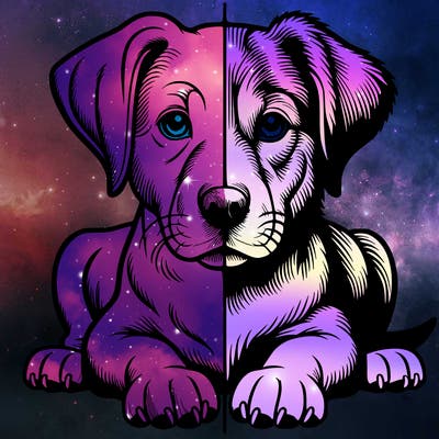 realistic dog split picture