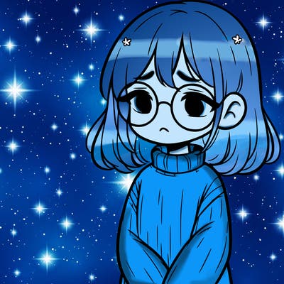 sad girl with glasses in a sweater
