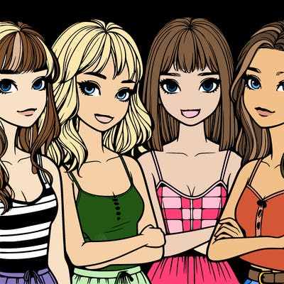 four realistic girls