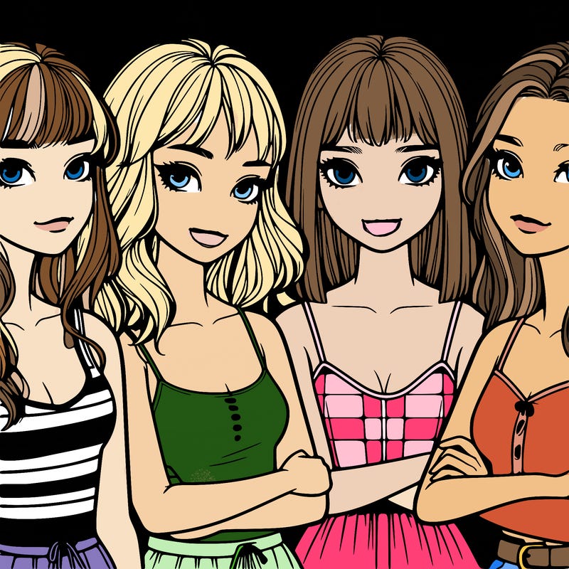 four realistic girls