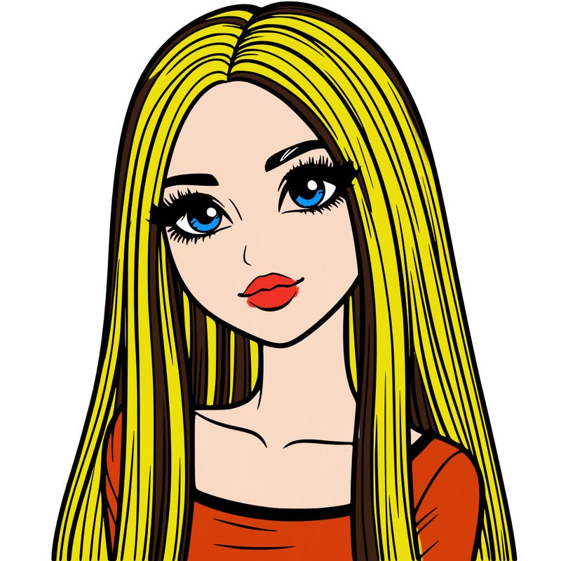 realistic girl with straight and long hair