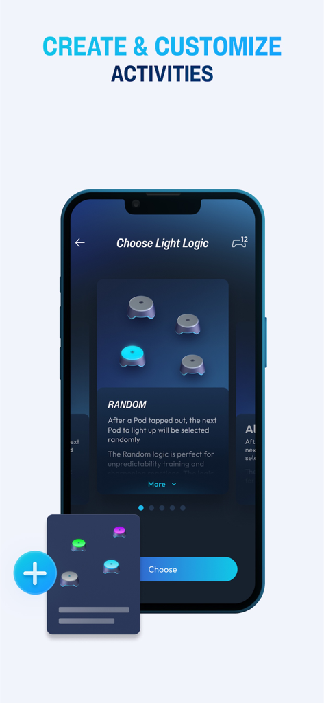 BlazePod app interface for creating and customizing training activities.