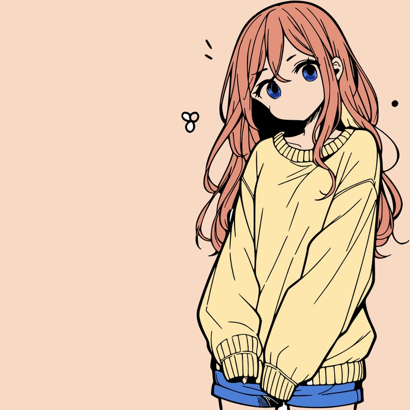 manga teen girl  in a sweater and baggy pants