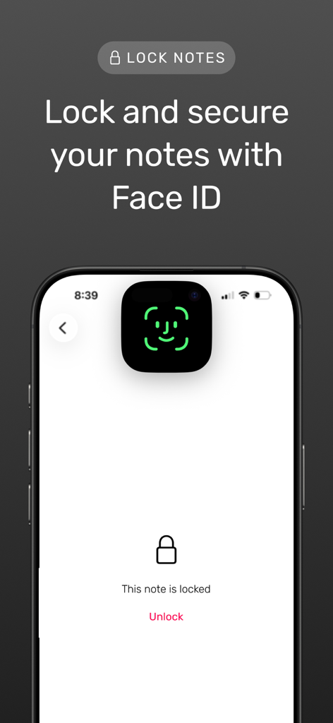 Noted: Record & AI Transcribe - Sécurisez vos notes avec Face ID dans l'application Noted