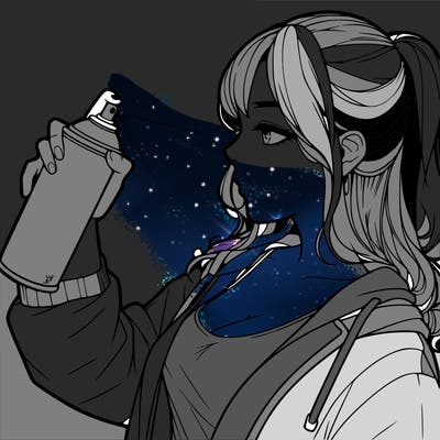 a realistic girl spray, painting