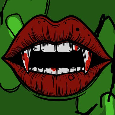 lips with vampire teeth