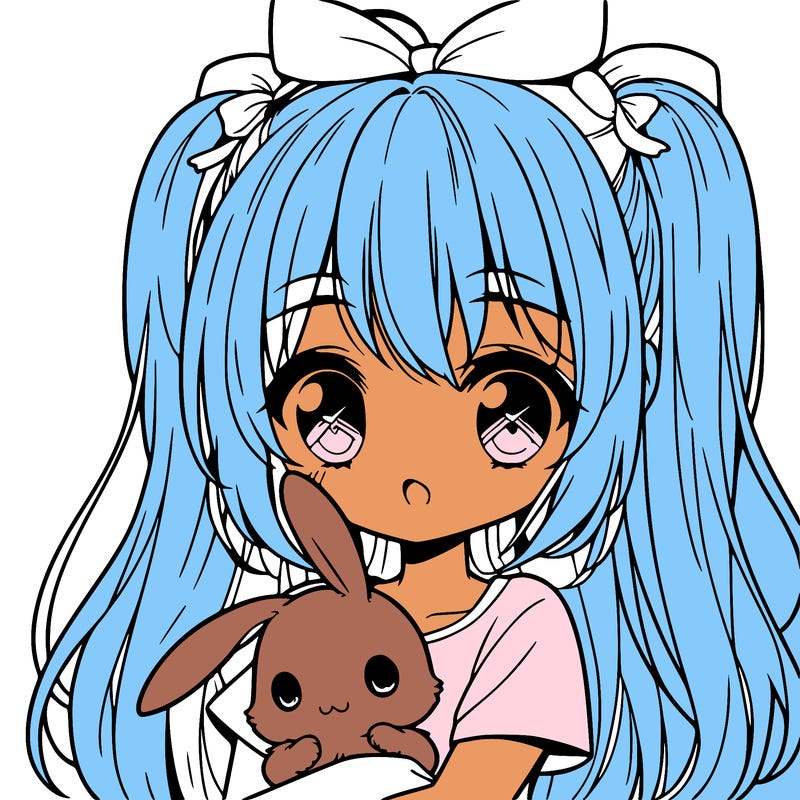 cute manga girl holding a bunny