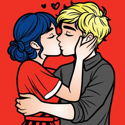 two people kissing and in love