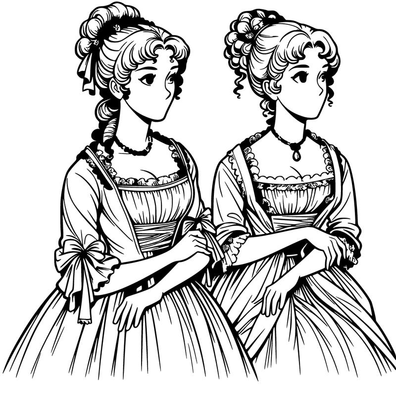 realistic sisters in regency era clothes