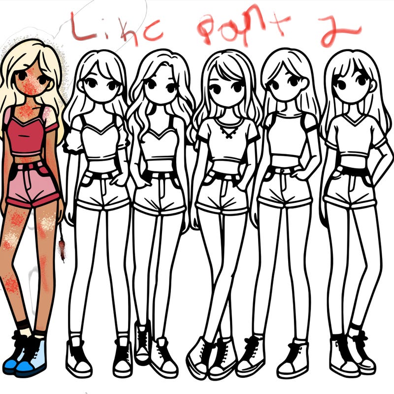 a group of girls wearing crop tops and shorts