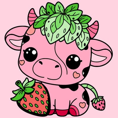 cute strawberry cow