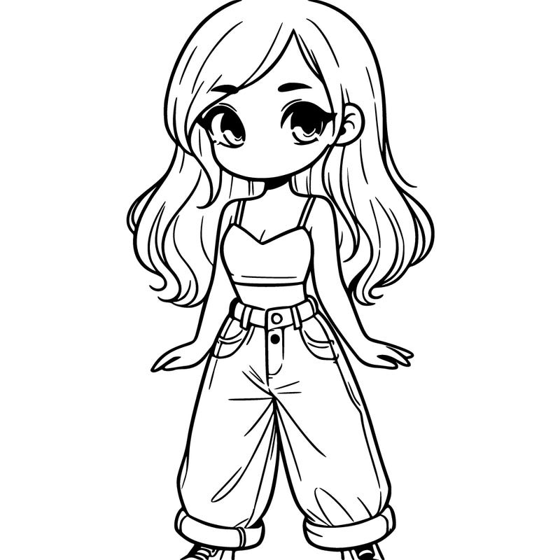 cute girl in a crop top ang baggy jeans