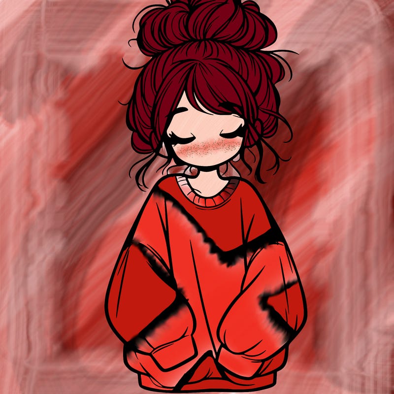girl with baggy sweatshirt and messy bun