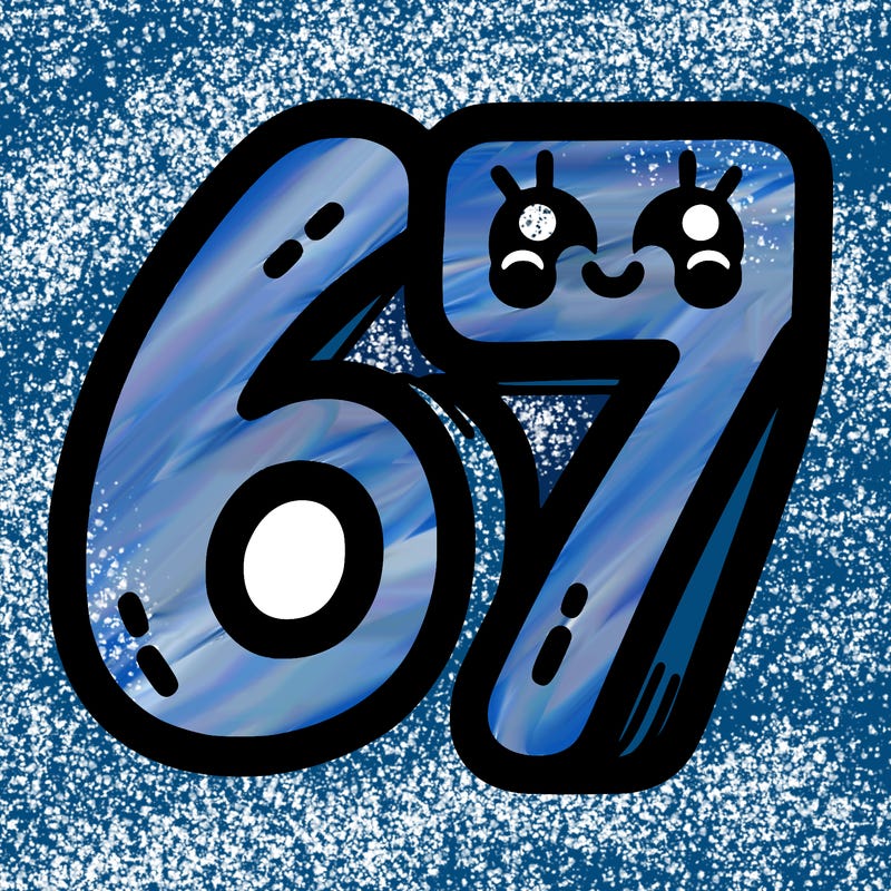 the numbers 67