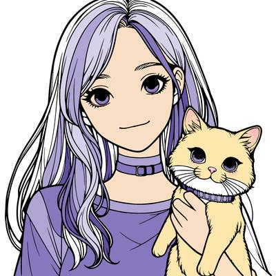 a realistic girl holding a cat