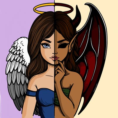 realistic angel half demon