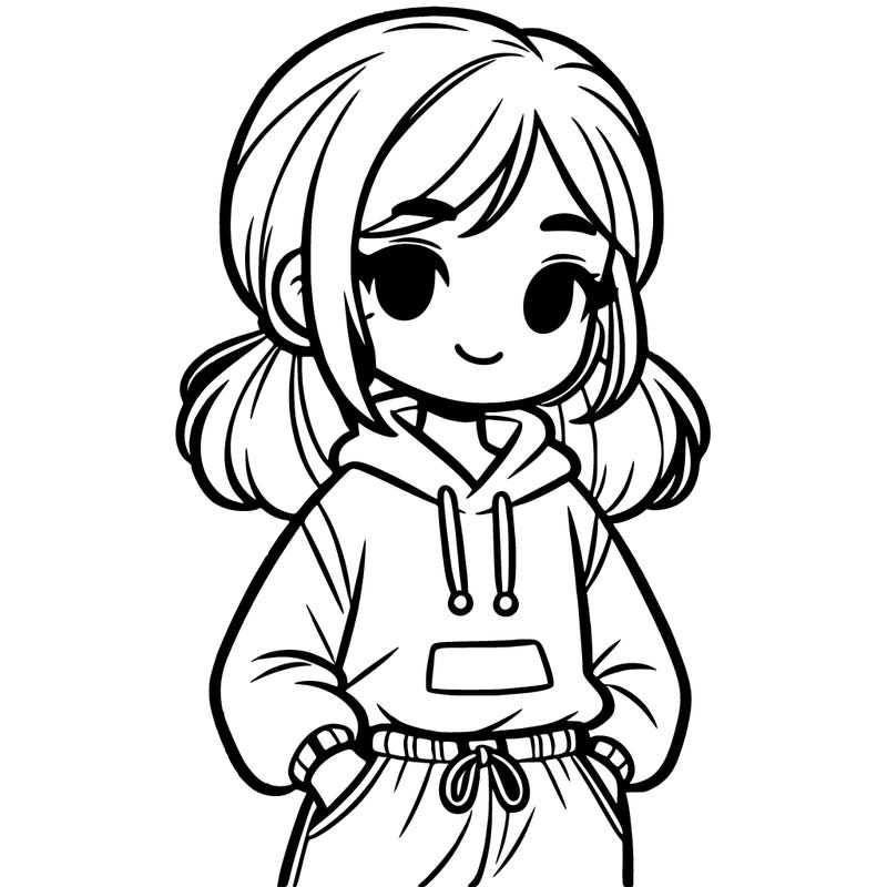 girl with sweatshirt and sweatpants