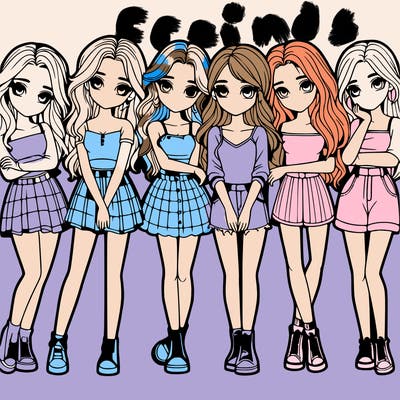 a group of girls realistic