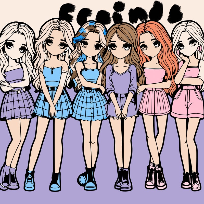 a group of girls realistic