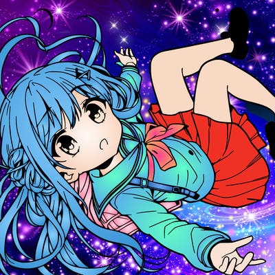 anime girl falling from sky