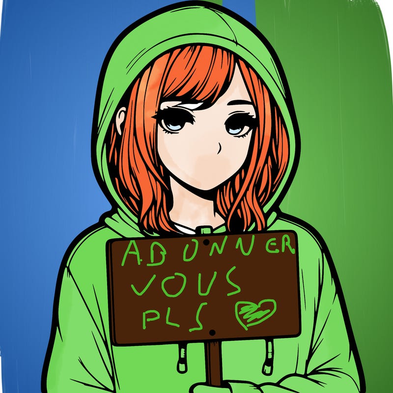 realistic girl with shoulder length hair wearing a hoodie holding a sign