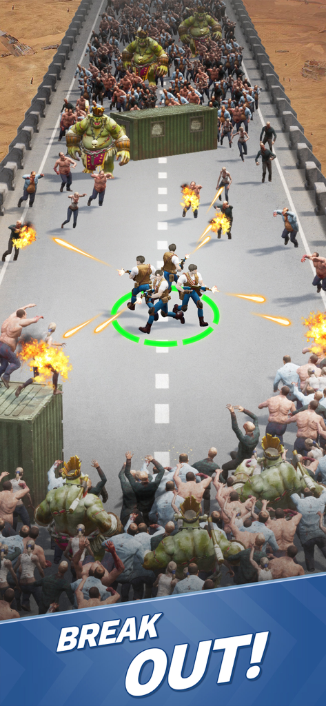 Zombie Waves-shooting game - Eine Gruppe von Überlebenden feuert auf eine massive Zombie-Horde auf einer Autobahn