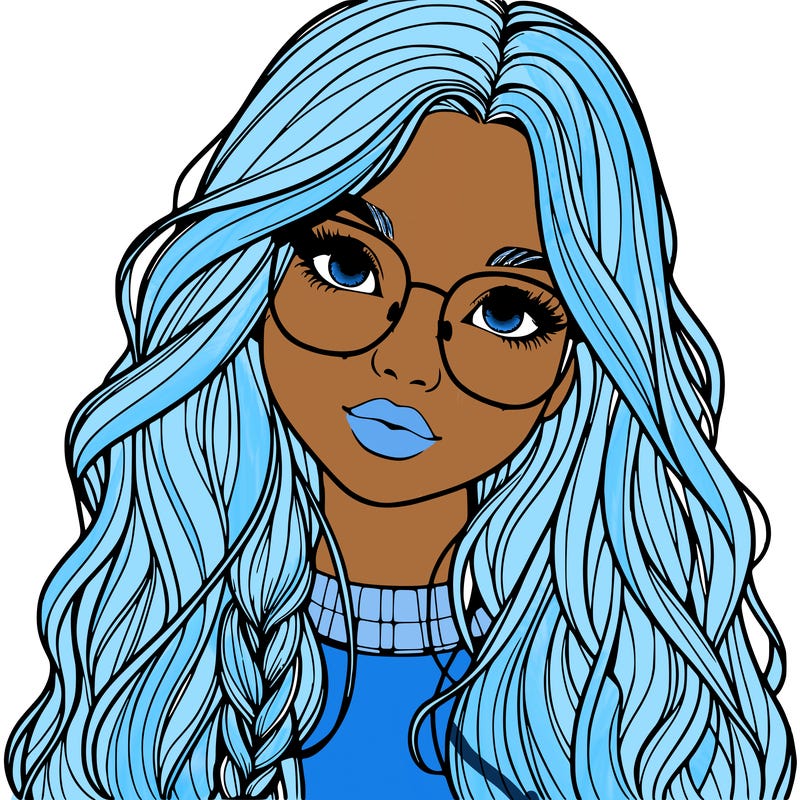 girl with long hair and freckles and glasses realistic