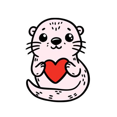 otter with a heart