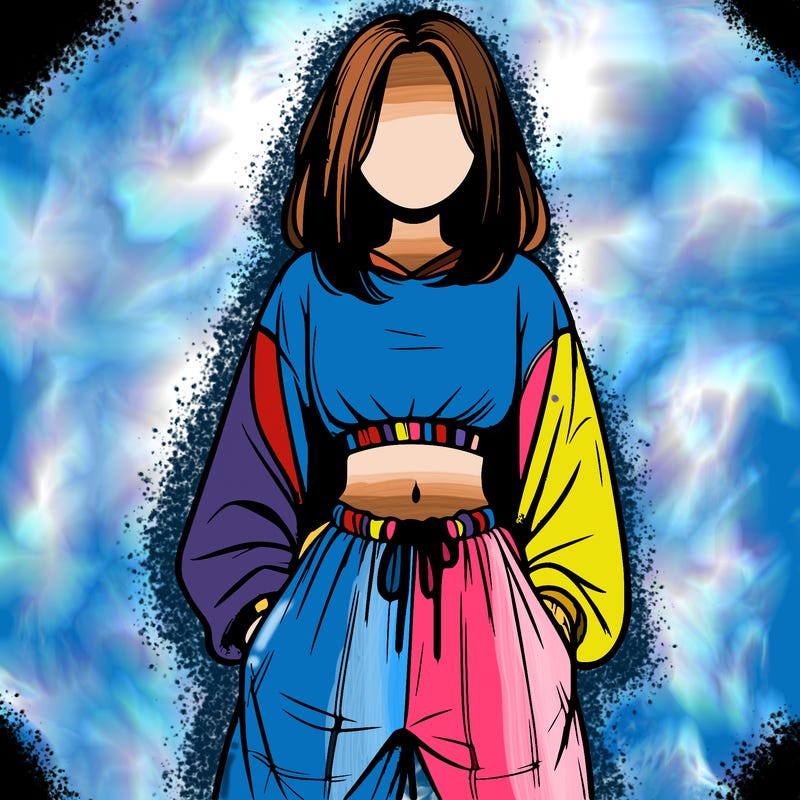 realistic girl faceless with baggy pants and a crop top