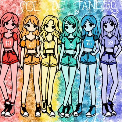 a group of girls wearing crop tops and shorts