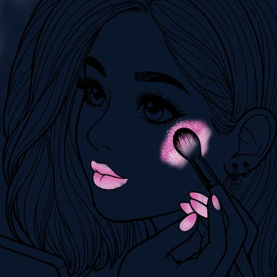 a realistic girl doing her makeup