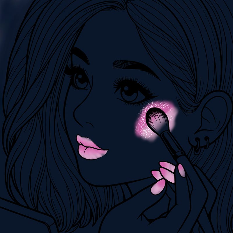 a realistic girl doing her makeup